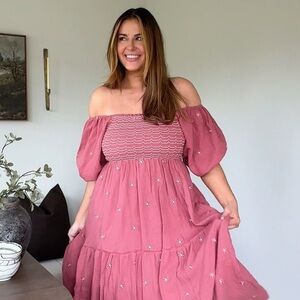 Elegant Pink Off-Shoulder Dress
